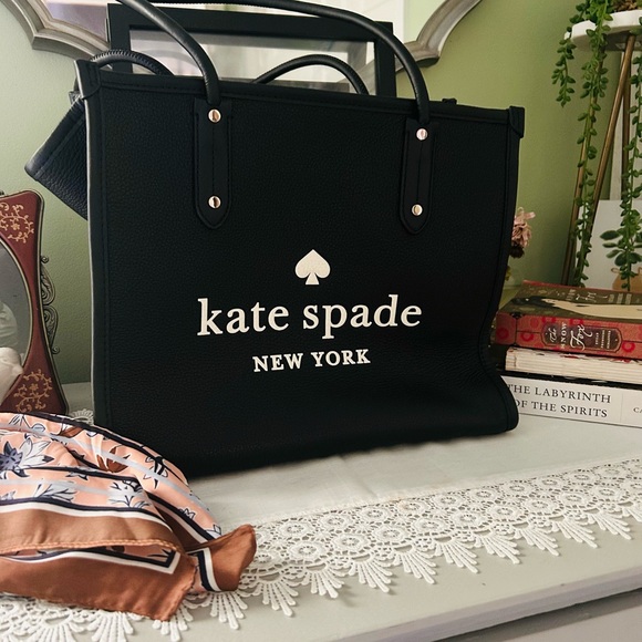 Kate Spade Black Ella Tote with White Logo - Picture 1 of 6